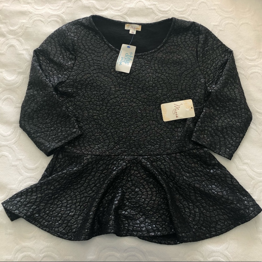 NWT Metallic Peplum Top
